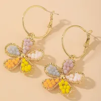 Wholesale Fashion Candy Color Handmade Beads Five-petal Flower Earrings Nihaowholesale main image 1