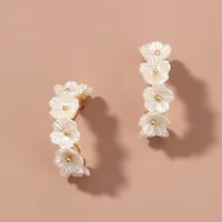 Wholesale Retro Pearl Petal C-shape Earrings Nihaowholesale main image 1