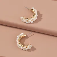Wholesale Retro Pearl Petal C-shape Earrings Nihaowholesale main image 3