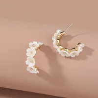 Wholesale Retro Pearl Petal C-shape Earrings Nihaowholesale main image 4