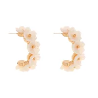 Wholesale Retro Pearl Petal C-shape Earrings Nihaowholesale main image 5