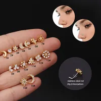 Nose Rings & Studs Fashion Flower 316L Stainless Steel  Copper Plating main image 5