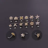 Nose Rings & Studs Fashion Flower 316L Stainless Steel  Copper Plating main image 2