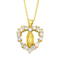 Fashion Heart Copper 18k Gold Plated Pendant Necklace In Bulk main image 4