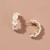 Wholesale Retro Pearl Petal C-shape Earrings Nihaowholesale sku image 1