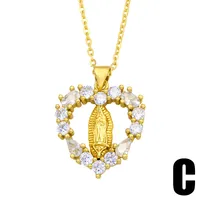 Fashion Heart Copper 18k Gold Plated Pendant Necklace In Bulk sku image 2