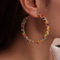 Fashion Beads Round Bohemian Big Earrings Wholesale Nihaowholesale main image 2