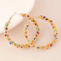 Fashion Beads Round Bohemian Big Earrings Wholesale Nihaowholesale main image 4