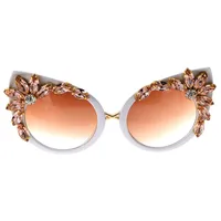 Fashion Color Diamond-studded Cat Eye-shaped Sunglasses Wholesale Nihaowholesale main image 1