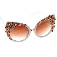 Fashion Color Diamond-studded Cat Eye-shaped Sunglasses Wholesale Nihaowholesale main image 2