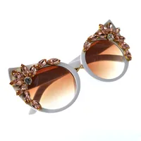 Fashion Color Diamond-studded Cat Eye-shaped Sunglasses Wholesale Nihaowholesale main image 3