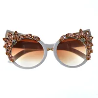 Fashion Color Diamond-studded Cat Eye-shaped Sunglasses Wholesale Nihaowholesale main image 4