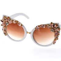 Fashion Color Diamond-studded Cat Eye-shaped Sunglasses Wholesale Nihaowholesale main image 5