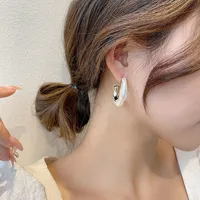 Retro U Shape Plating Inlaid Shell Alloy Artificial Gemstones Earrings main image 2