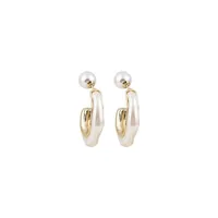Retro U Shape Plating Inlaid Shell Alloy Artificial Gemstones Earrings main image 5