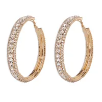 Simple Full Diamond Geometric Hoop Earrings Wholesale Nihaowholesale sku image 1