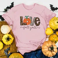 Women's T-shirt Short Sleeve T-shirts Printing Fashion Pumpkin Letter Leopard main image 3