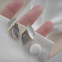 Korean Blue White Leaf Earrings Wholesale Nihaowholesale main image 2