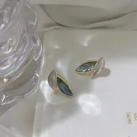 Korean Blue White Leaf Earrings Wholesale Nihaowholesale main image 4