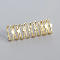 925 Sterling Silver Gem Geometric Earrings main image 3
