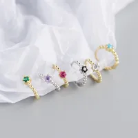 S925 Sterling Silver Round Beads Diamonds Ear Buckle Wholesale Nihaowholesale main image 4