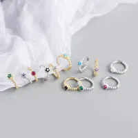 S925 Sterling Silver Round Beads Diamonds Ear Buckle Wholesale Nihaowholesale main image 3