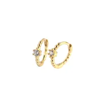 S925 Sterling Silver Round Beads Diamonds Ear Buckle Wholesale Nihaowholesale main image 2