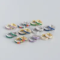S925 Sterling Silver Geometric Square Color Zirconium Earrings Wholesale Nihaowholesale main image 5