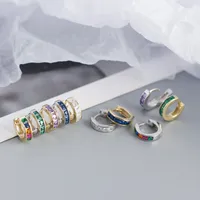 S925 Sterling Silver Geometric Square Color Zirconium Earrings Wholesale Nihaowholesale main image 2