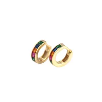 S925 Sterling Silver Geometric Square Color Zirconium Earrings Wholesale Nihaowholesale main image 1