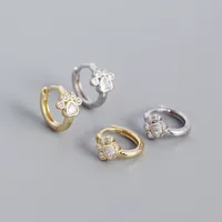 S925 Silver Pet Cat Footprints Zircon Ear Buckle Wholesale Nihaowholesale main image 5