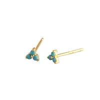 S925 Sterling Silver Geometric Clover Diamonds Earrings Wholesale Nihaowholesale main image 4