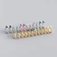 925 Sterling Silver Gem Flower Earrings main image 5