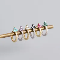 925 Sterling Silver Gem Flower Earrings main image 2