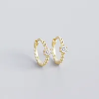 S925 Sterling Silver Round Beads Diamonds Ear Buckle Wholesale Nihaowholesale sku image 2