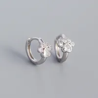 S925 Silver Pet Cat Footprints Zircon Ear Buckle Wholesale Nihaowholesale sku image 1