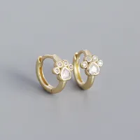 S925 Silver Pet Cat Footprints Zircon Ear Buckle Wholesale Nihaowholesale sku image 2