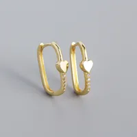 925 Sterling Silver Gem Geometric Earrings sku image 2