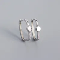 925 Sterling Silver Gem Geometric Earrings sku image 6