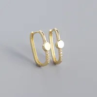925 Sterling Silver Gem Geometric Earrings sku image 7