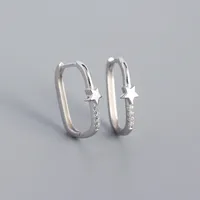 925 Sterling Silver Gem Geometric Earrings sku image 3