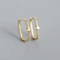 925 Sterling Silver Gem Geometric Earrings sku image 4