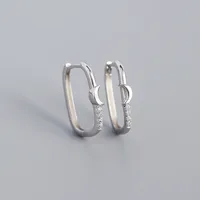 925 Sterling Silver Gem Geometric Earrings sku image 8