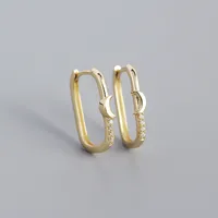 925 Sterling Silver Gem Geometric Earrings sku image 5