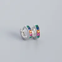S925 Sterling Silver Geometric Square Color Zirconium Earrings Wholesale Nihaowholesale sku image 1