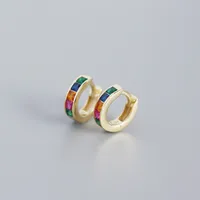 S925 Sterling Silver Geometric Square Color Zirconium Earrings Wholesale Nihaowholesale sku image 2