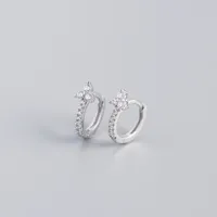 925 Sterling Silver Gem Flower Earrings sku image 1