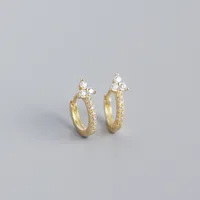 925 Sterling Silver Gem Flower Earrings sku image 2