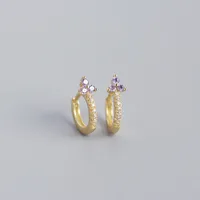 925 Sterling Silver Gem Flower Earrings sku image 9