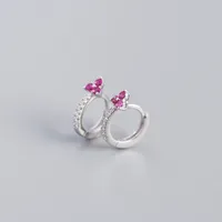 925 Sterling Silver Gem Flower Earrings sku image 10